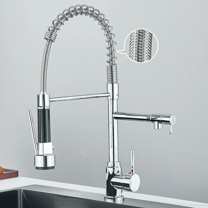 Faucet with Dual Spout – High-Quality Faucet for Flexible Washing, Swiveling, Ideal for Modern Kitchens, Easy to Clean and Simple Installation | Karnz