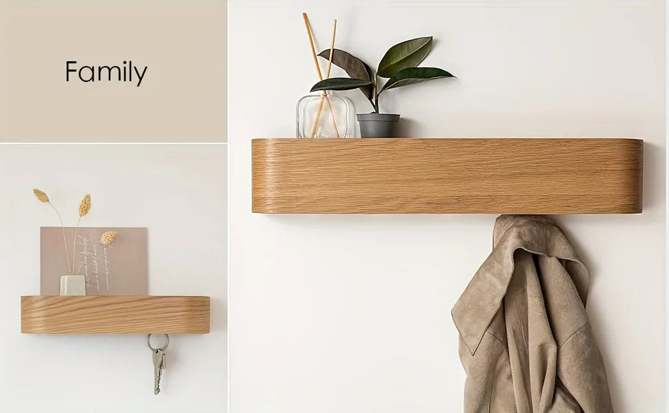 NordicHide Rack Wall Shelf with Shelf & Hidden Hooks Skanto