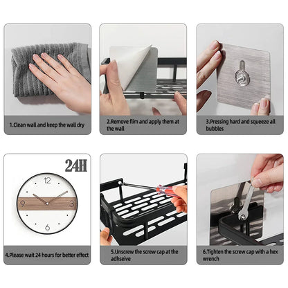 Skanto | Bathroom Storage Shelf - No Drill Wall Mount Corner Shelf, Shower Caddy for Toilet and Shampoo Organizer, Bathroom Accessory