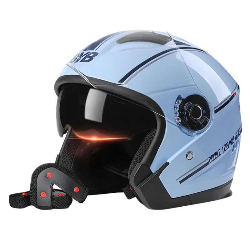 Skanto | Retro 3/4 Open-Face Motorcycle Helmet with Dual Visor – AeroRide