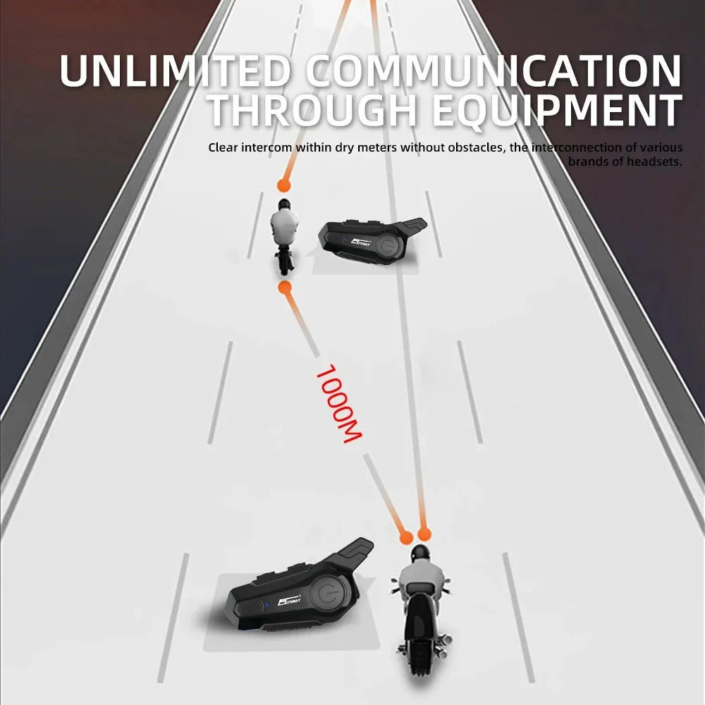 BowLift | Bluetooth Motorcycle Helmet Intercom Headset with 1000m Range & IPX6 Waterproof – RoadComm