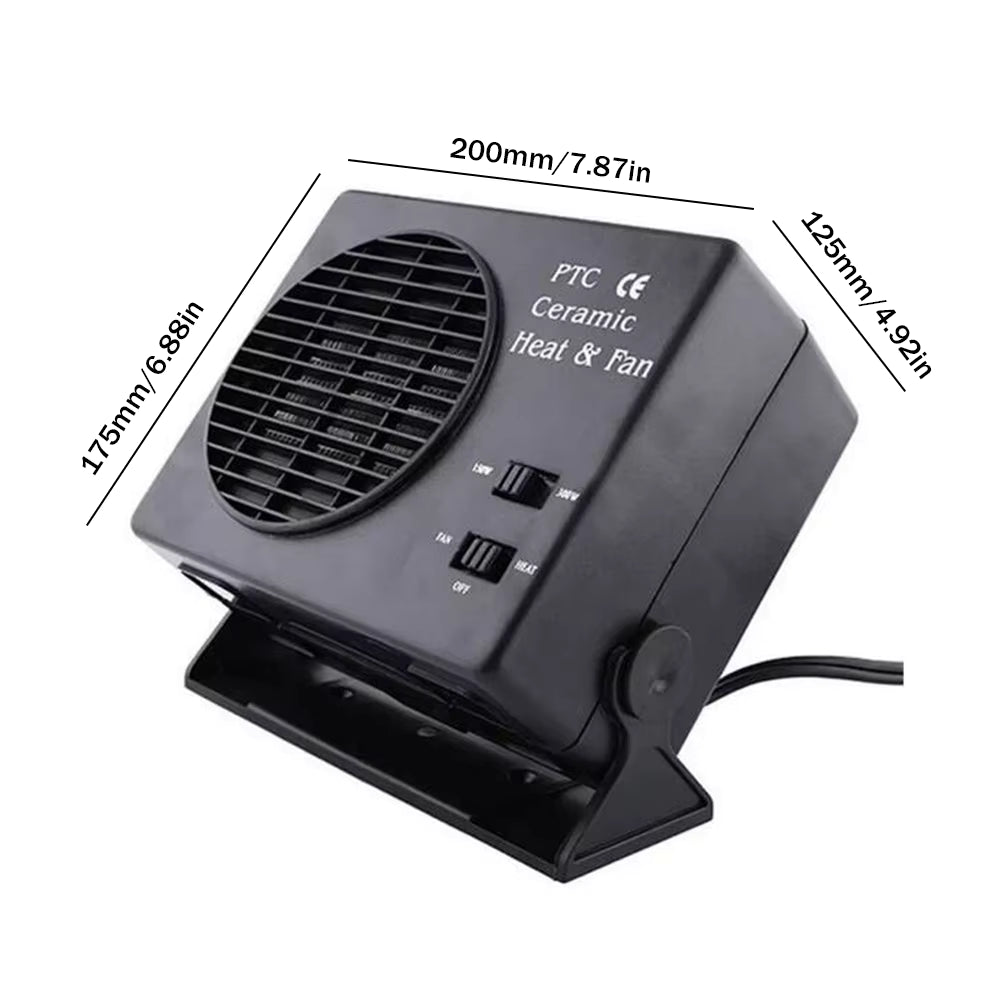 Skanto | 12V Ceramic Car Heater | 150W-300W Portable Fan with Automatic Thermostat for Winter Vehicle Use