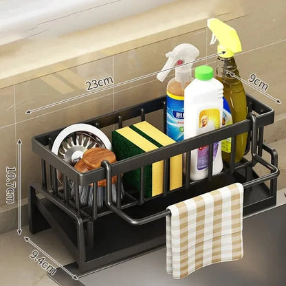 Skanto | Kitchen Soft Sponge Holder | Multifunctional Draining Rack | For Sink, Cloths & Dish Soap | Organizer Shelf