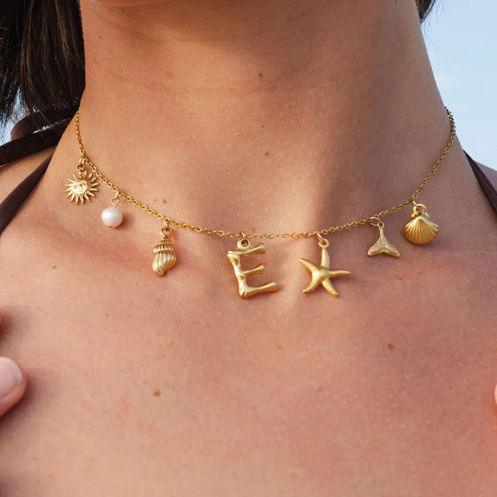 BowLift | Personalized Summer Sea Shell Letter Initial Necklace