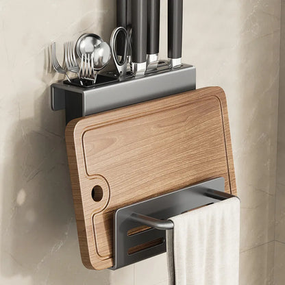 ChefSpace Wall-mounted Knife Holder with Storage for Cutting Boards – Stainless Steel Karnz