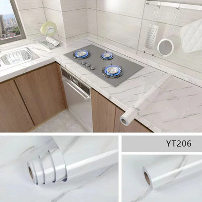 Skanto | Marble Kitchen Oil-Proof Foil - Self-Adhesive Waterproof Wallpaper for Stove, Countertop, Cabinets, Tile Renovation