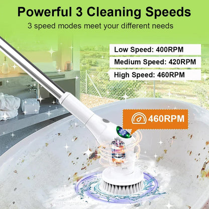 Skanto | Easy Cleaning Solution: 8-in-1 Multifunctional Electric Cleaning Brush - Cordless and Rotating for Bathroom, Kitchen, Windows, and Toilet
