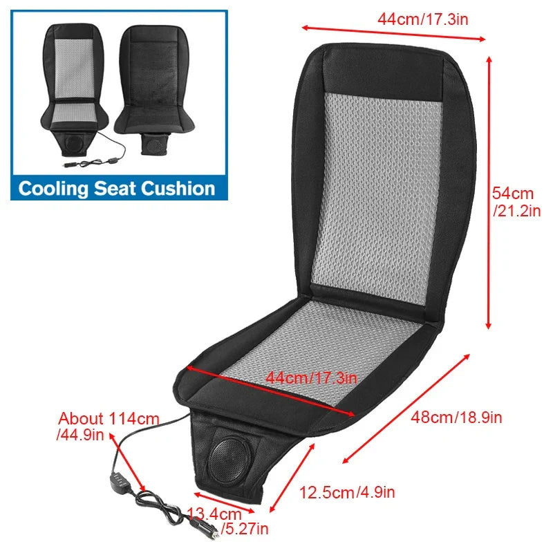 DC 12V 3D Car Seat Cooling Cushion | 8-Fan Ventilated Summer Air Seat for Fast Cooling | Bowlift