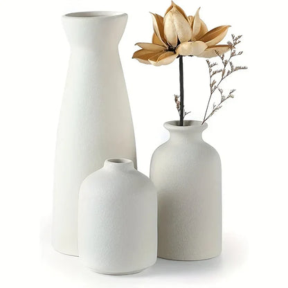 Skanto Vase Set of 3, Flower Vases for Rustic Home Decor, Modern Farmhouse Decor, Living Room Decor, Shelf Decor, Table Decor