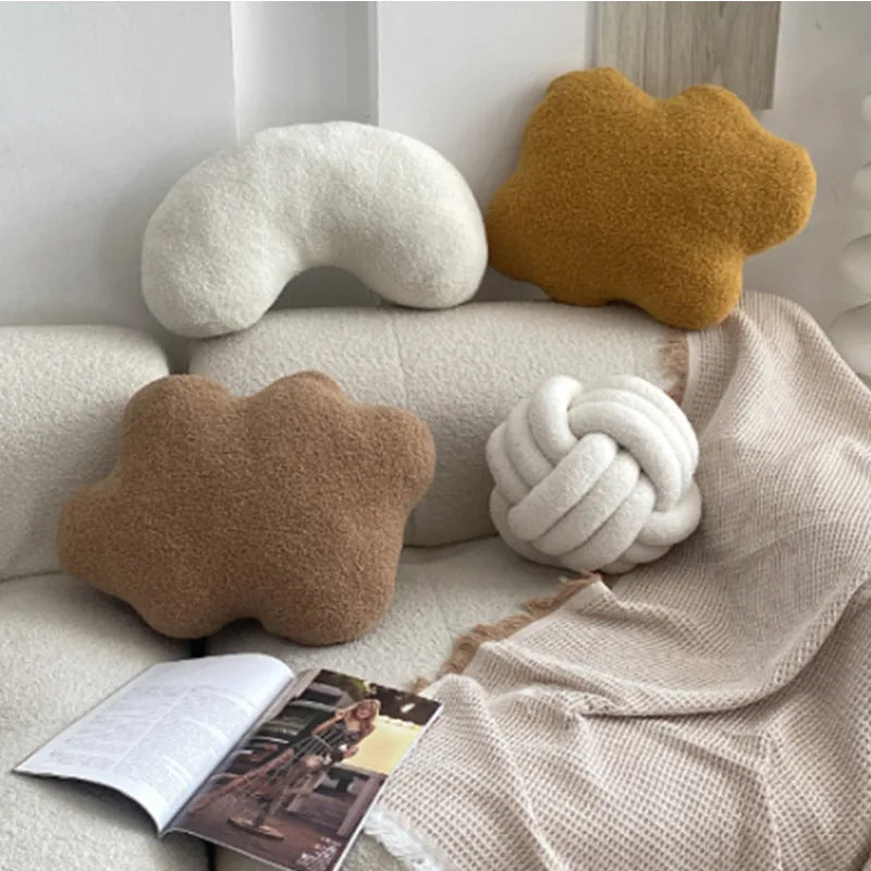 Nordic Bouclé Abstract Cushion – Minimalist Plush Pillow | Bowlift