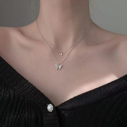 Skanto | Dreamy Wings Silver Double Layer Necklace
