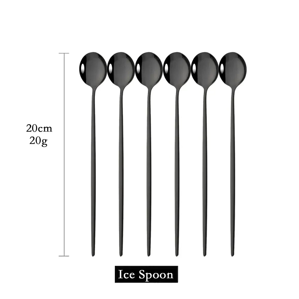 Skanto | Golden 6-Piece Long Handle Spoon Set