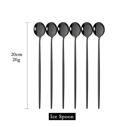 Skanto | Golden 6-Piece Long Handle Spoon Set