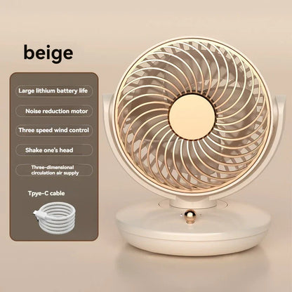 Karnz | BreezeLoop Table Fan with 360° Rotation | USB Fan with 3 Speeds & Battery | Quiet & Compact | For Office, Bedroom & Home
