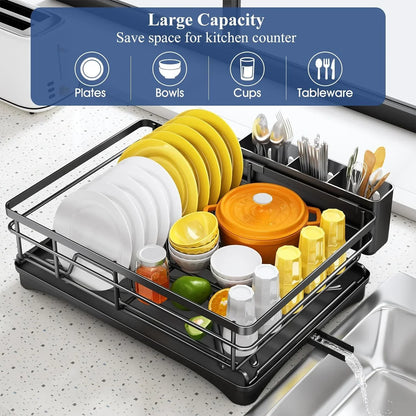 Skanto | Dish Rack with Drip Tray and Large Cutlery Holder – Nova
