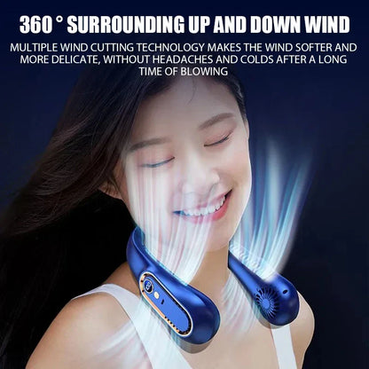 Portable Mini Bladeless Neck Fan with Digital Display - USB Rechargeable Neck Air Cooler, Hands-Free Cooling Experience | Karnz