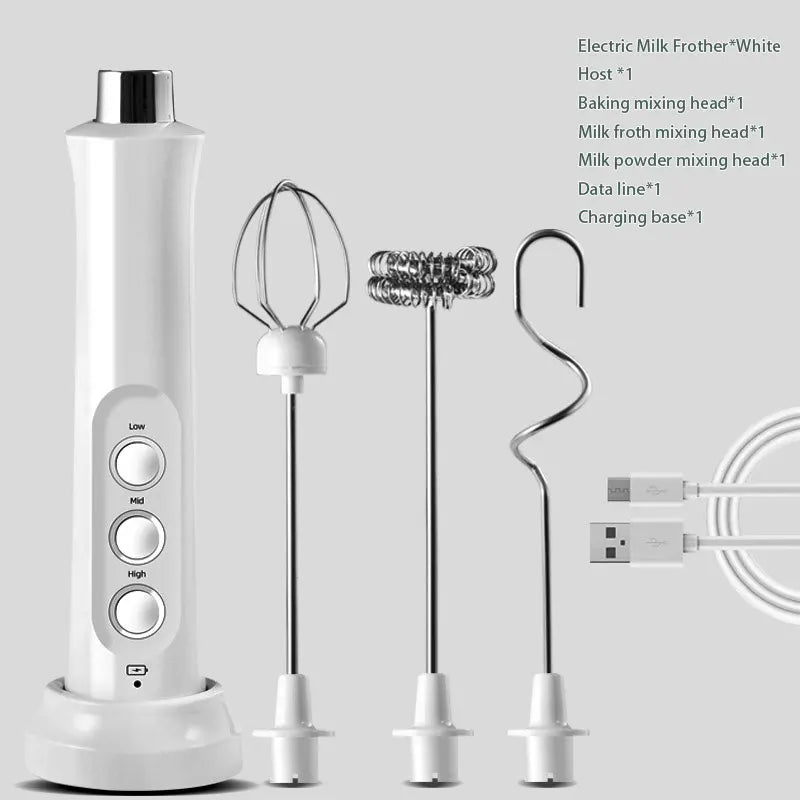 BowLift | 3 In 1 Electric Milk Frother Rechargeable Milk Frother Handheld Frothing Device High Speeds Milk Frother Drink Mixer Coffee