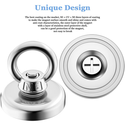 Skanto | Premium Neodymium Fishing Magnet with Eye Bolt for Magnetic Recovery