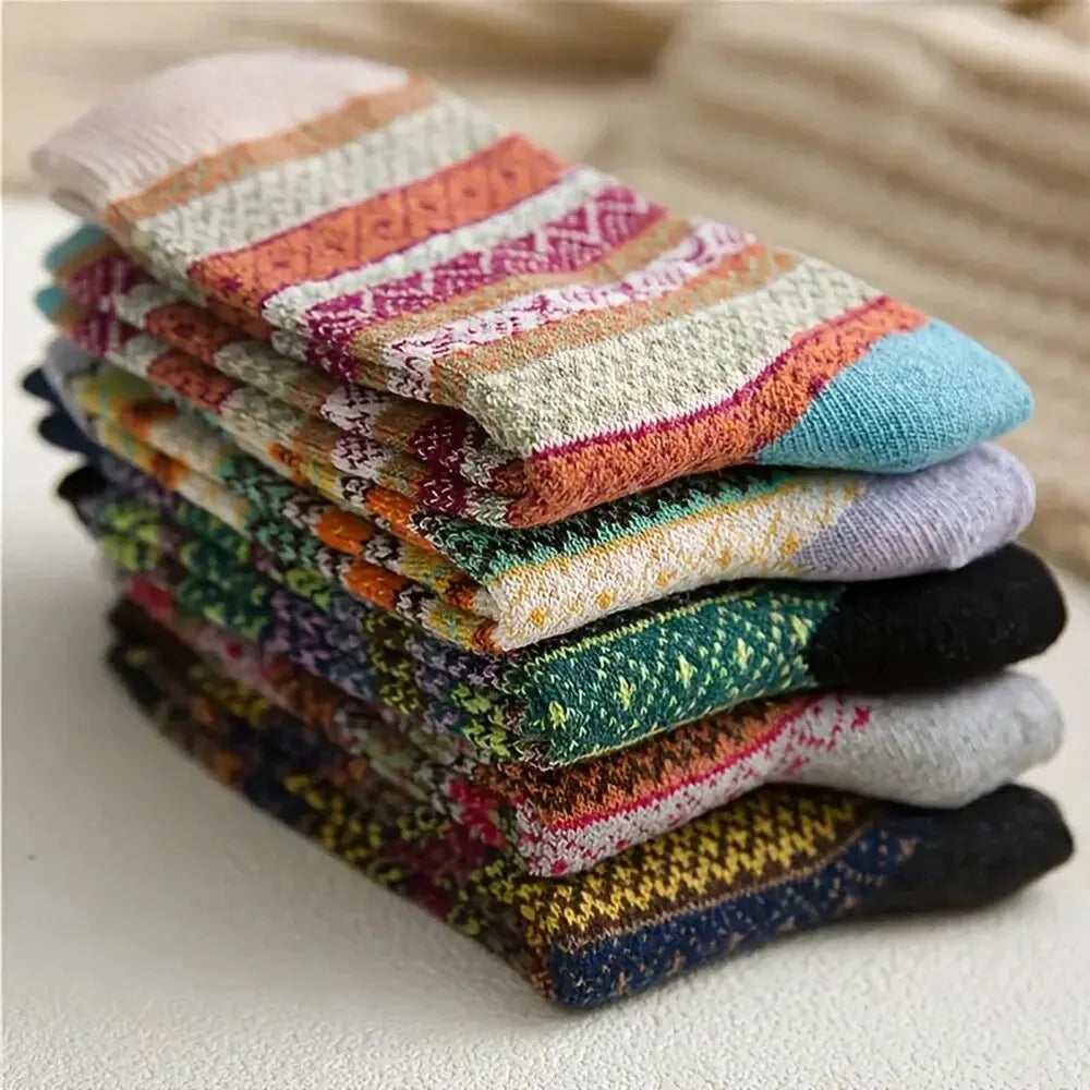 BowLift | Woolina | Women's Wool Socks Set | 5 Pairs | Extra Thick & Warm | Autumn & Winter