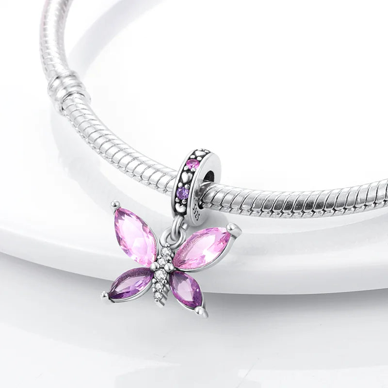 Skanto | 925 Silver Golden Leopard Charm Beads Colorful Chameleon Rhinoceros Lion Scarab Cat Pendant Compatible with Original Pandora Bracelet Jewelry