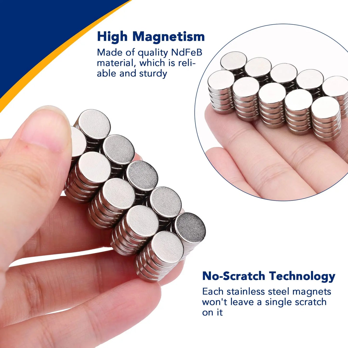 Skanto | Super Strong Neodymium Disc Magnets - Powerful Rare Earth Magnets for Fridge, DIY, Building, Science, Crafts & Office Use