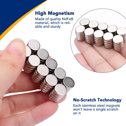 Skanto | Super Strong Neodymium Disc Magnets - Powerful Rare Earth Magnets for Fridge, DIY, Building, Science, Crafts & Office Use