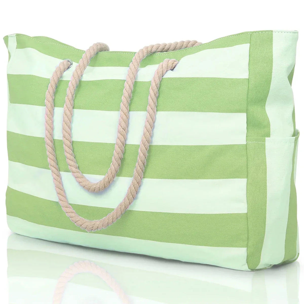 BowLift | Marivalis Striped Beach Bag with Zipper | Foldable & Waterproof | Sand Resistant Canvas | For Travel & Vacation