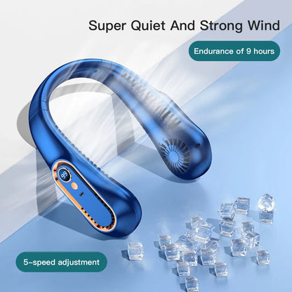 Portable Mini Bladeless Neck Fan with Digital Display - USB Rechargeable Neck Air Cooler, Hands-Free Cooling Experience | Karnz