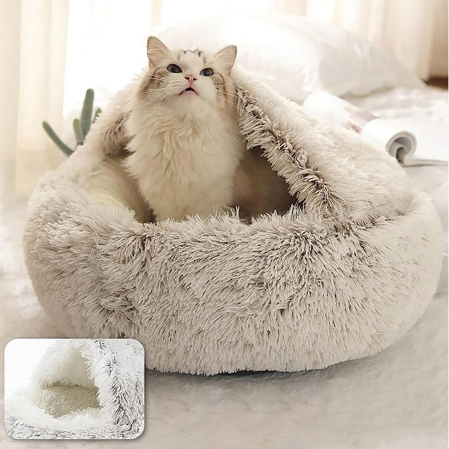 Skanto | Cozy Cave Pet Bed | Calming and Comfortable Dog Bed for Deep Relaxation