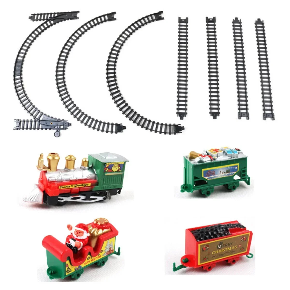 Eco-Friendly Christmas Electric Train Set - Kids' Track, Safe Holiday Gift & Santa-Themed Tree Decoration 216cm (85 Inch)