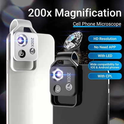 Skanto | 200X Zoom Professional Microscope Lens for Smartphones with Clip