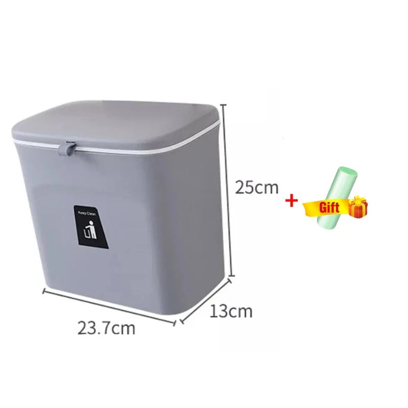 Skanto Skanto | JYPS 7/9L Large Capacity Hanging Trash Can - Wall Mounted Kitchen Recycling Bin with Lid, Ideal for Bathroom and Kitchen Use