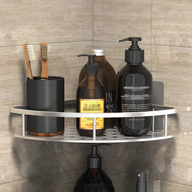 Skanto | Bathroom Storage Shelf - No Drill Wall Mount Corner Shelf, Shower Caddy for Toilet and Shampoo Organizer, Bathroom Accessory