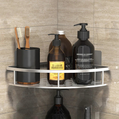 Skanto | Bathroom Storage Shelf - No Drill Wall Mount Corner Shelf, Shower Caddy for Toilet and Shampoo Organizer, Bathroom Accessory