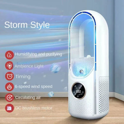 Portable USB Leafless Air Cooler – Quiet 6-Speed Electric Fan with Timer & Humidifier | Brehn