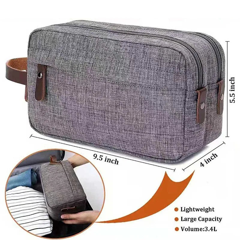 Skanto | Nylonéa Toiletry Bag Unisex | Water-Repellent | Leather Handle with Canvas Design | For Travel and Everyday Use