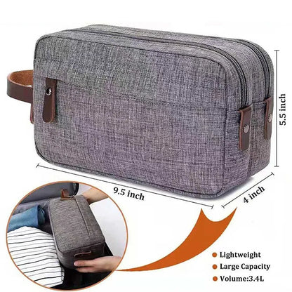 Skanto | Nylonéa Toiletry Bag Unisex | Water-Repellent | Leather Handle with Canvas Design | For Travel and Everyday Use