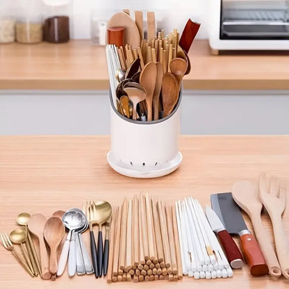 Skanto | OrgaClean Cutlery Holder with Drainage | Multi-layer Kitchen Organizer for Chopsticks, Spoons & Utensils | Hygienic & Easy to Clean