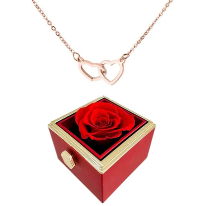 Skanto | Heart Necklace With Rotating Rose Gift Box