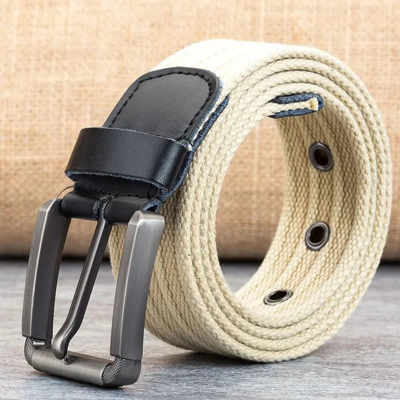Skanto | Men's Canvas Belt – Adjustable Casual Striped Waistband