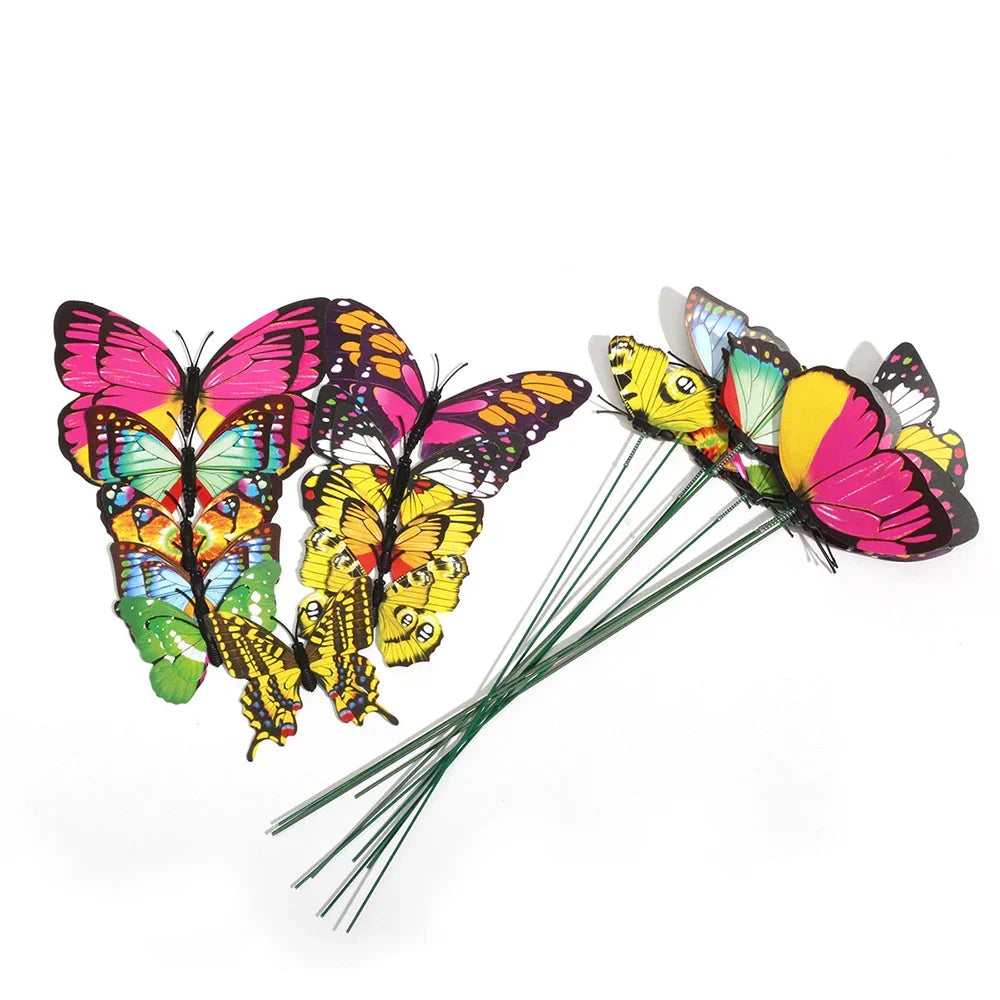 BowLift | FloraViva Butterfly Garden Stakes | Set of 10 | Weatherproof & Colorful | For Beds, Flower Pots & Balcony