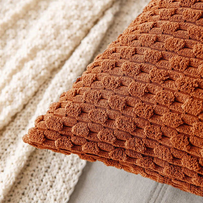 Skanto | Boho Corduroy Pillow Cover – Stylish Striped Decorative Pillowcase for Sofa or Bed