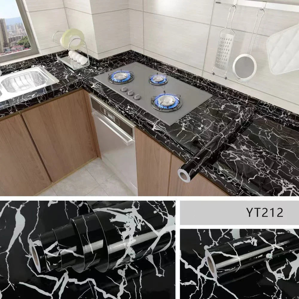 Skanto | Marble Kitchen Oil-Proof Foil - Self-Adhesive Waterproof Wallpaper for Stove, Countertop, Cabinets, Tile Renovation