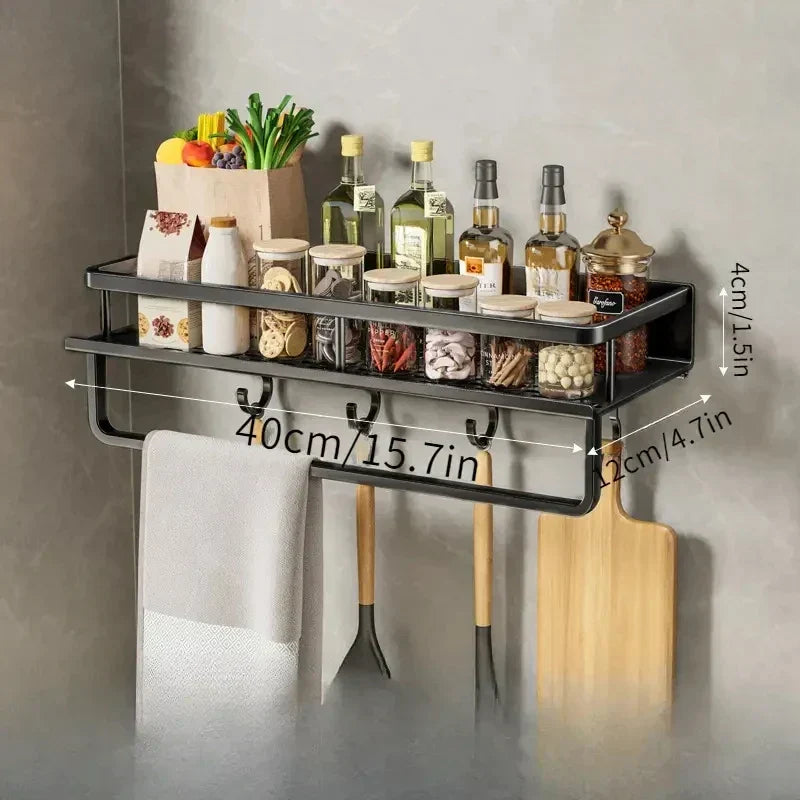 Skanto | Wall-Mounted Kitchen Shelf – Space-Saving and Stylish Aluminum Rack for Kitchen Utensils