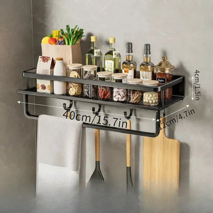 Skanto | Wall-Mounted Kitchen Shelf – Space-Saving and Stylish Aluminum Rack for Kitchen Utensils
