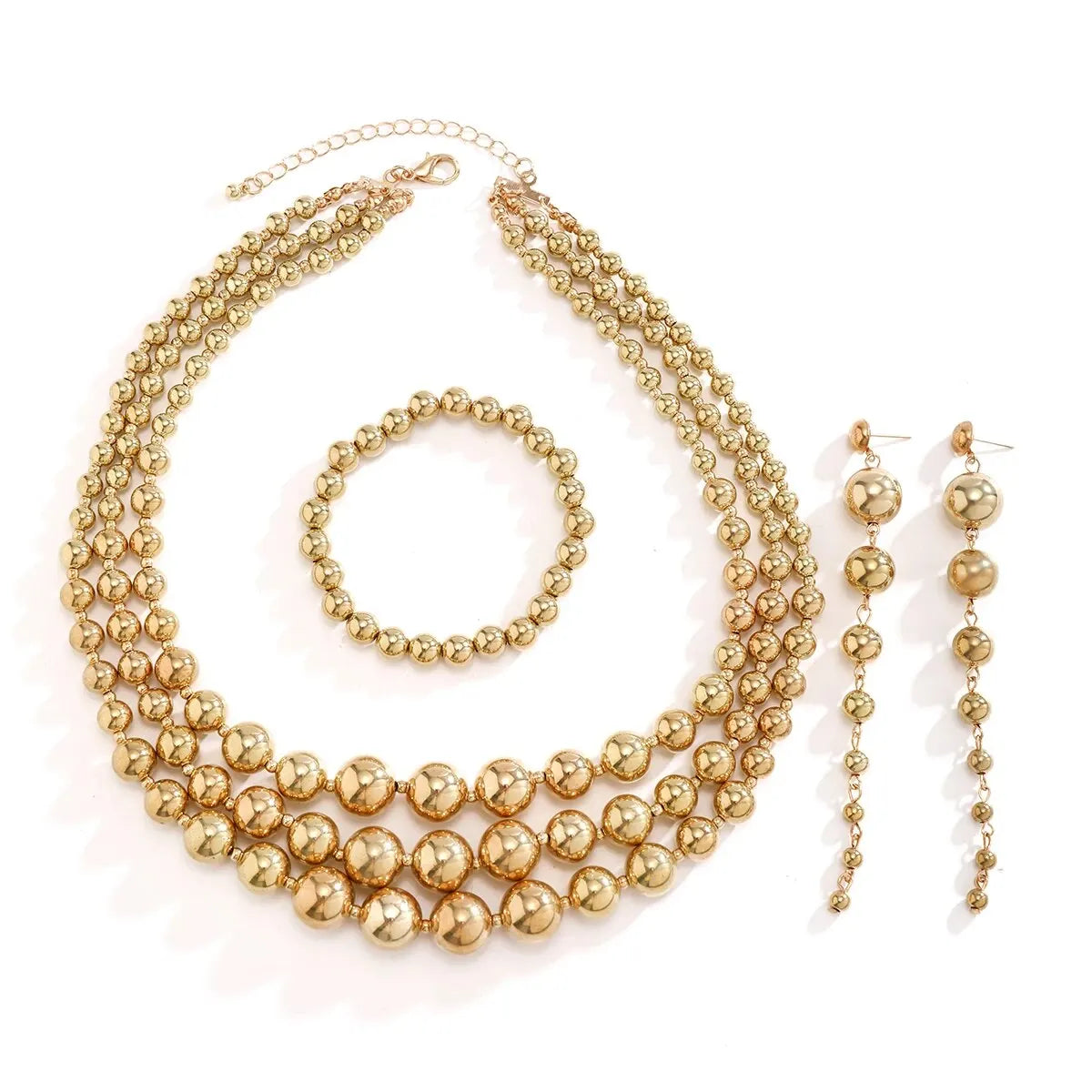 BowLift | Bold Triple Stack Dangle Earrings, Necklace, Bracelet Set