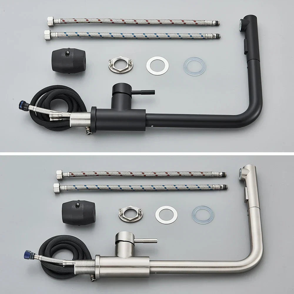 FlexiJet Black extendable kitchen faucet Bowlift