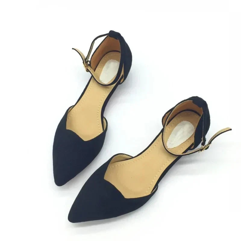 Women's Buckle Strap Pointed Toe D'Orsay Heel Shoes - Blue
