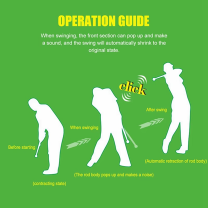 Golf swing trainer with click feedback for grip strength and swing correction