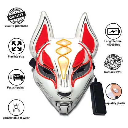 BowLift | Luminous LED Full Face Fox Mask for Halloween & Cosplay